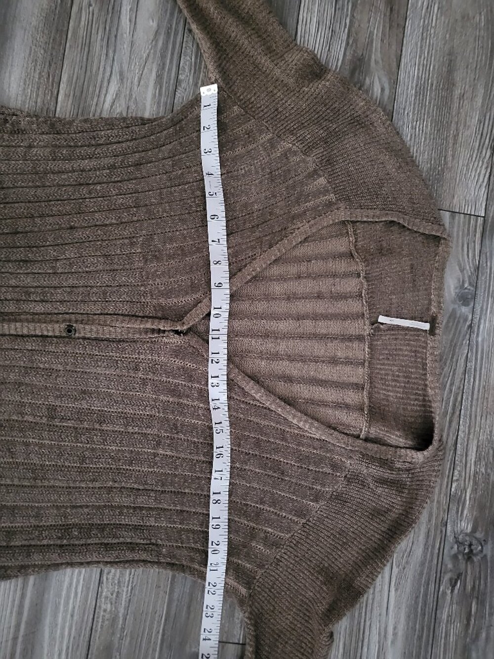 Free People Shadow Stripe Ribbed Knit Duster Cardigan Olive Khaki S - Picture 7 of 9